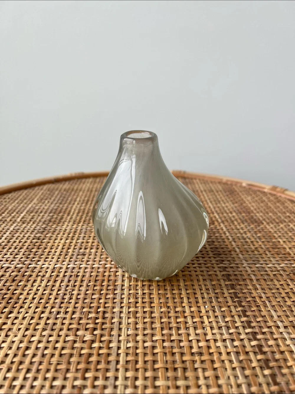 Neutral Blown Glass Vase Small Asymmetrical